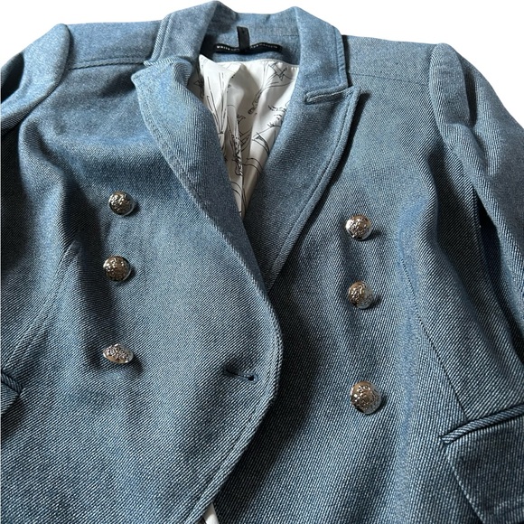 White House Black Market Blue Tweed Nautical Lined Blazer Size 2 - Picture 13 of 16